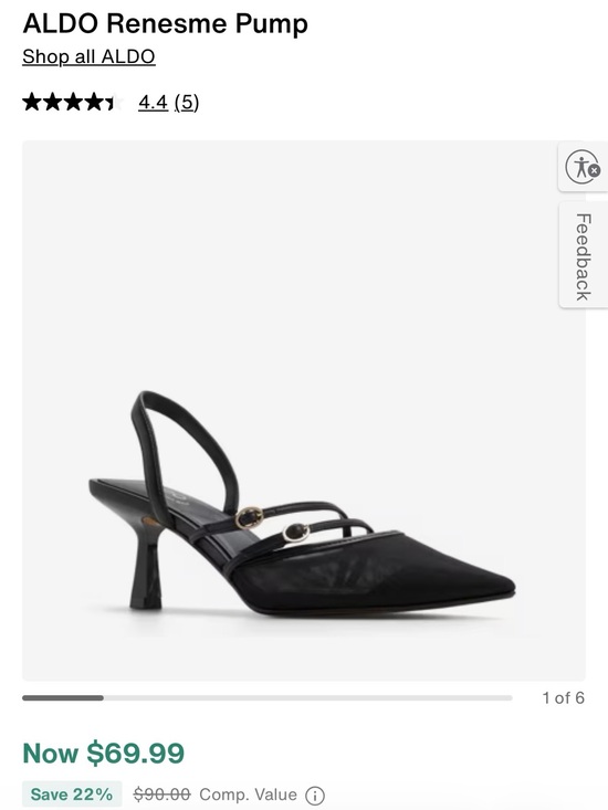 Aldo Shoes - Aldo Renesme Black Pointed Toe Slingback Heel